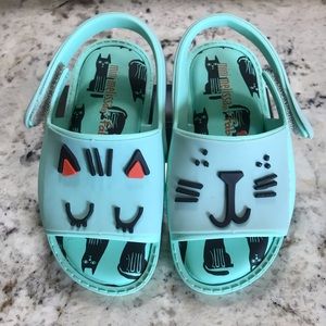 Turquoise Baby blue cat themed girl mini Melisa sandals